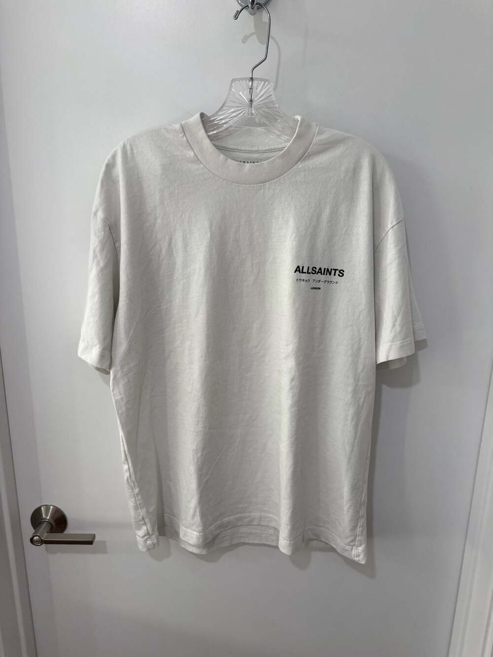 AllSaints Underground Oversized Organic Cotton Crew Neck T-Shirt in White